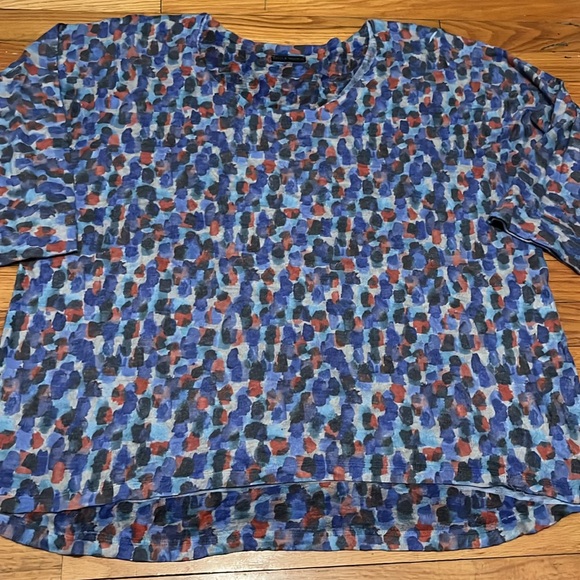 Nally & Millie Blue Patterned Women's Plus 3/4 sleeve Sweater - Picture 2 of 4